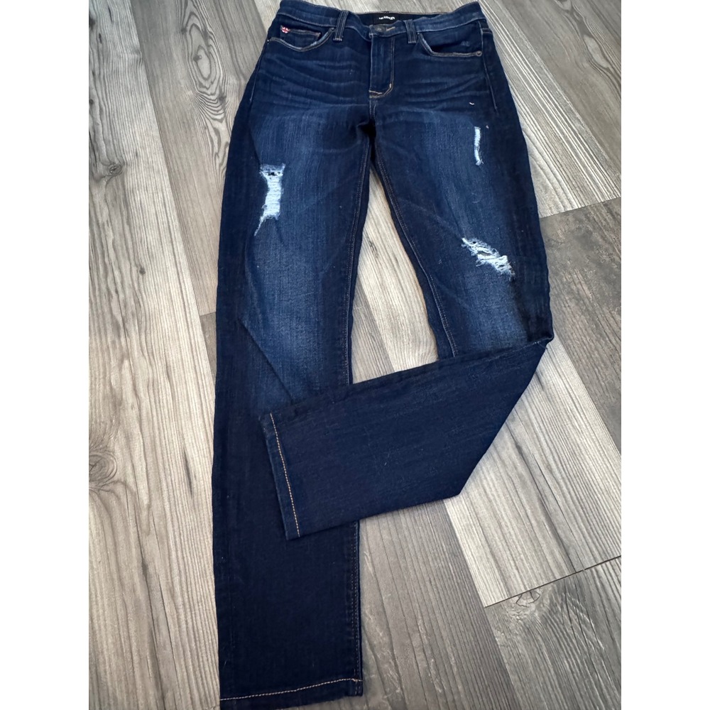 Hudson Nico Mid-Rise Super Skinny Distressed Dark Wash Jeans Womens Size 25
